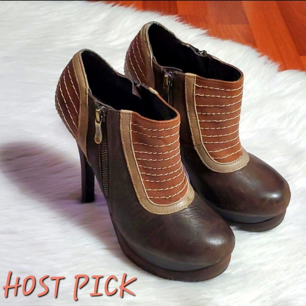 Two Lips Leather Platform Booties - image 1